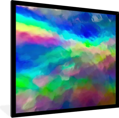 Produktbild von MuchoWow® Gerahmtes Poster Aquarell - Kunst - Psychedelisch 40x40 cm - Poster mit Schwarzem Bilderrahmen Wandposter Rahmen Foto Bilder - Mit Rahmen - Wanddekoration Schlafzimmer