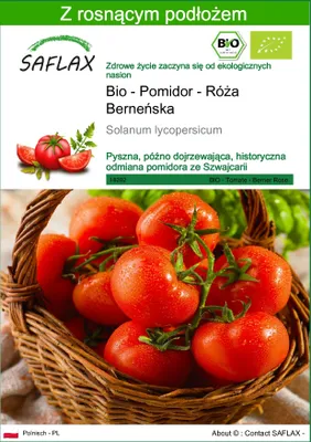 Zdjęcie produktu dla SAFLAX - Bio - Pomidor - Róża Berneńska - 10 Nasiona - Z podłożem uprawowym wolnym od zarazków - Solanum lycopersicum