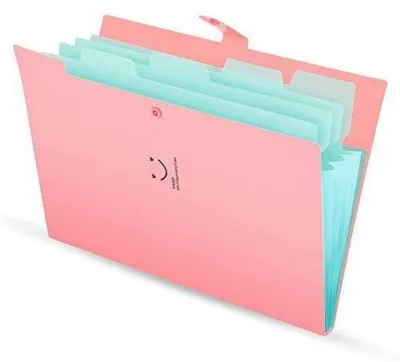 Produktbild von Fächermappe A4 erweiterbar mit 5 Taschen, Rosa, PP, Druckverschluss