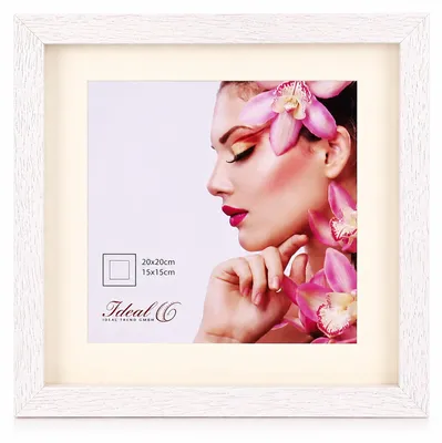 Produktbild von 3D Objektrahmen Holz Bilderrahmen Wanddeko Collage Poster Shirt Trikot Rahmen HR - Farbe: Weiß | Format: 20x20