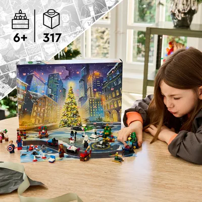 Produktbild von LEGO ǀ Marvel Adventskalender 2026 - Vorweihnachtsgeschenk Spielzeug - 24 Superhelden Überraschungen mit 6 Minifiguren, Flugzeug & Auto - Geschenk für Fans und Jungen und Mädchen ab 6 Jahren - 76340