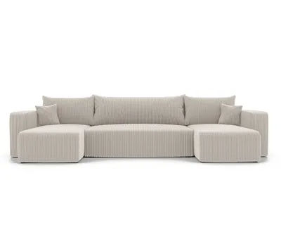 Produktbild von Idohome Ecksofa-Wohnzimmer Sofa mit Schlaffunktion und Bettkasten, Eckcouch, Polstermöbel, Sofa, Couch modern in Farbe Creme Poso 100 U Form Piano