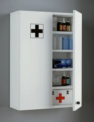 Produktbild von VCM Medizinschrank | Maße ca. H. 70 x B. 47 x T. 19 cm | Apothekerschrank abschließbar | hängend | Arzneischrank - Medasa XL