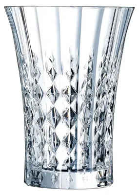Imagen del producto de 6 vasos para zumo y refrescos de 36 cl, modelo Lady Diamond, de Cristal d'Arques. Vasos de cristal ultra transparente con diseño vintage