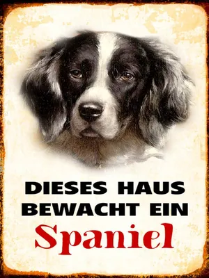 Produktbild von vianmo Holzschild 40x30 cm Hund dieses Haus bewacht ein Spaniel
