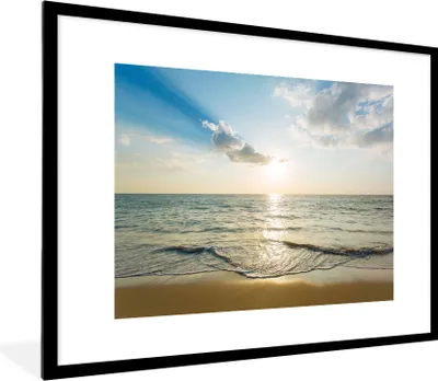 Produktbild von MuchoWow® Gerahmtes Poster Meer - Sommer - Strand 80x60 cm - Poster mit Schwarzem Bilderrahmen Wandposter Rahmen Foto Bilder - Schlafzimmer-Dekorationen - Fotoposter