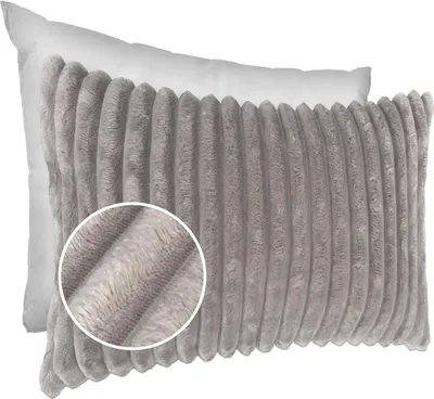 Produktbild von Dekokissen LILLI BIG CORD Velour mit Reißverschluss 30x50cm Einfarbig UNI Hellgrau Sofakissen pflegeleicht