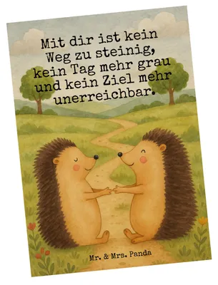 Produktbild von Mr. & Mrs. Panda Postkarte Igel Liebe Design - Weiß - Geschenk, Ansichtskarte, einzelkarte, Ansichtskarten, Postkarten, Hochzeitstag, Partner, Freundin, Verliebt
