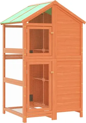 Produktbild von vidaXL Voliere Braun 97x81x152 cm Massivholz Kiefer