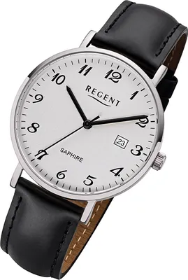 Produktbild von Regent Herren Uhr Lederarmband F-1229 Analog Leder Armbanduhr schwarz URF1229