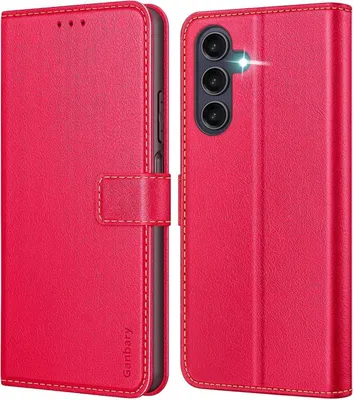 Produktbild von Samsung Galaxy A25 5G Handyhülle Leder Klapphülle Rot mit Kartenschlitzen