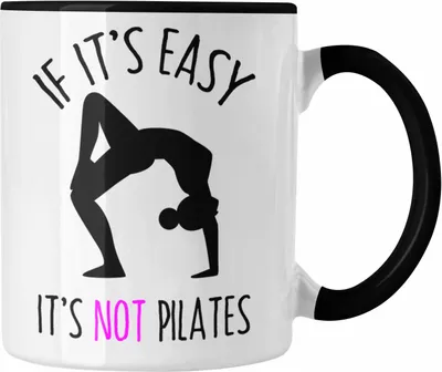Produktbild von Trendation - Pilates Tasse Geschenk Frauen Spruch Yoga (Schwarz)