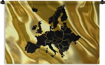 Produktbild von MuchoWow® Wandteppich Wandbehang Karte von Europa - Schwarz und Gold 120x80 cm Tapisserie Dekoration Wandtuch - Wanddekorationen - Wandtücher