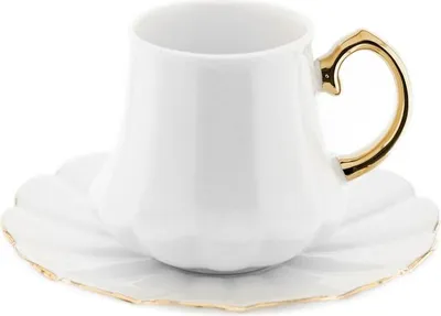Produktbild von Elegantes 12-teiliges Mokkatassen-Set aus Porzellan - Weiß & Gold, 100 ml