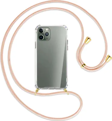 Produktbild von Handykette Backcover-Schutzhülle mit Band (Metall goldfarben) für Apple iPhone 11 Pro - rose peach