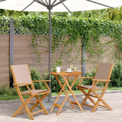Produktbild von Maison Exclusive - 3-tlg. Bistro-Set Taupe Stoff und Massivholz