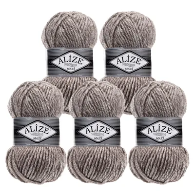 Strickgarn Strickwolle ALIZE SUPERLANA MAXI 803 beigegrau meliert
