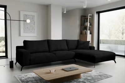 Produktbild von VENASI ASPEN CORD Rechts Ecksofa ohne Schlaffunktion Sofa L Form Eckcouch Couchgarnitur Couch SCHWARZ
