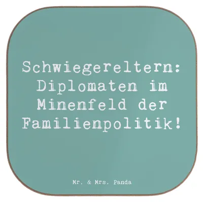 Produktbild von Mr. & Mrs. Panda Tischuntersetzer Spruch Schwiegereltern Diplomaten - Meeresbrise - Geschenk, Untersetzer Glas, für Gläser, Coaster, Geschenkideen, Diplomatie, Familie