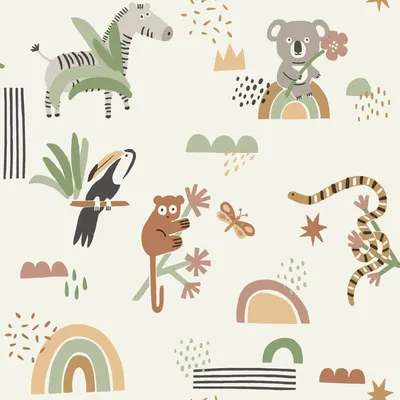 Image de Holden Décor - Papier peint, animaux AG2389 (10 m x 53 cm) (sauge/beige)