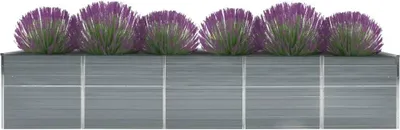 Image de vidaXL Lit surélevé de jardin Acier galvanisé 400×80×77 cm Gris