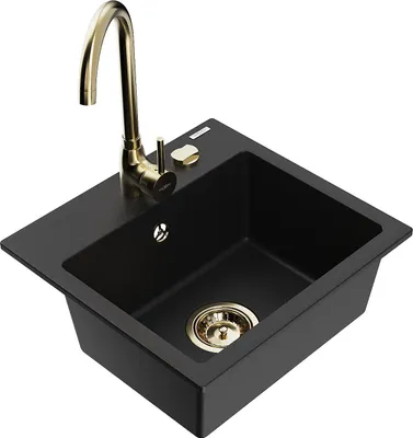 Immagine prodotto di Mexen Milo lavello in granito a 1 vasca con rubinetto da cucina Telma, nero - 6505-77-670200-50