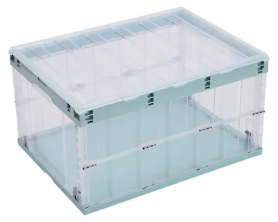 Produktbild von Aufbewahrungsboxen 55 Liter - Faltbar - Stapelbar - Transparent - Mit Deckel - Mit Griff