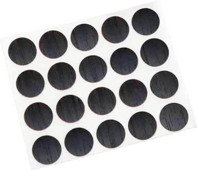 Zdjęcie produktu dla Adsamm® | 20 nakładek | Ø 13 mm | kolor wenge | okrągłe | samoprzylepne nakładki meblowe Adsamm® o grubości 0,45 mm