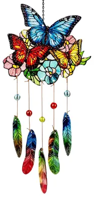 Produktbild von formano Schmetterling Fensterhänger aus Farbglas Deko Hänger 48 x 22cm Bunt Glas