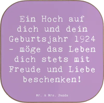 Produktbild von Mr. & Mrs. Panda Untersetzer für Gläser Spruch 1924 Geburtstag - Lavendeltraum - Geschenk, gläseruntersetzer, bieruntersetzer, Happy Birthday, Coaster, Glückwunsch, Alter