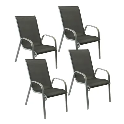 Image de Lot de 4 chaises MARBELLA en textilène gris - aluminium gris