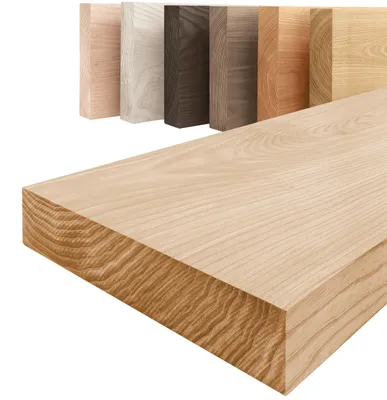 Image de LAMO Manufaktur Étagère bois massif sans pièces de fixation | Etagere murale 80 cm pour salon, cuisine, bureau | Couleur: naturel, Bord: droit | Bois massif, design moderne, belle veinure