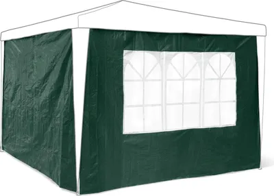 Immagine prodotto di Set da 2 pannelli laterali per gazebo Relaxdays, 3x3 m, con finestra, chiusura in velcro, protezione dal vento e dagli sguardi indiscreti, per giardino, verde