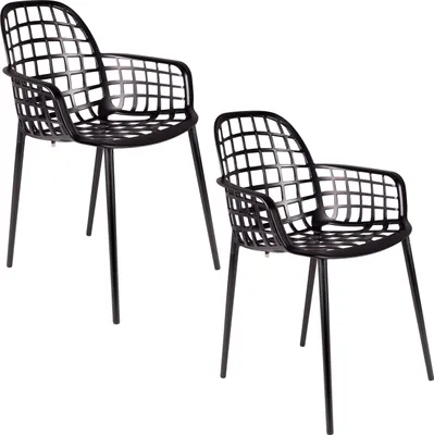 Produktbild von Zuiver Albert Kuip Gartenstuhl mit Armlehne Schwarz - 2 er Set