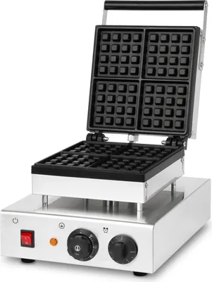 Produktbild von VERTES Waffeleisen belgische Waffel, 4 Waffeln gleichzeitig, 80 Stück pro Stunde, regelbar 0-300°C, Timer, teflonbeschichtet