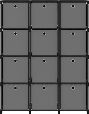 Obrázok produktu pre vidaXL Kocka s boxmi 12 priehradiek Čierna 103x30x141 cm Látka