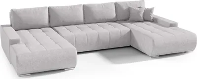 Produktbild von Ecksofa DRACO U-Form universell mit Schlaffunktion & Bettkasten, Hellgrau (Aston 15)