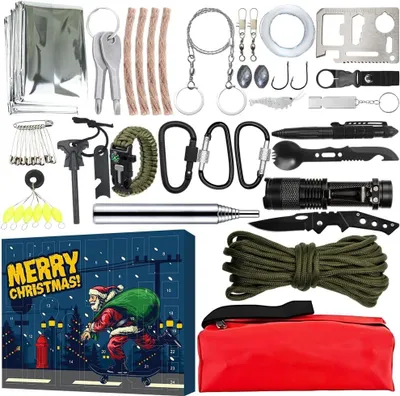Image de Calendrier de l'Avent 2025 - 24 jours d'outils - Calendrier de l'Avent 2025 pour hommes - Kit de survie portable - Calendrier de Noël pour activités de plein air