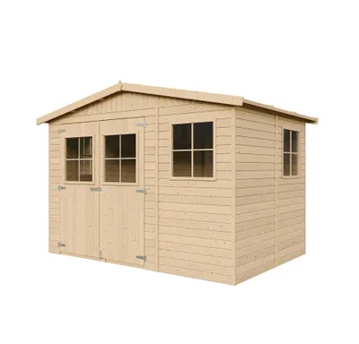 Immagine prodotto di TIMBELA M334 Casetta da giardino in legno con finestre - Casetta da giardino in legno H226x324x216 cm/6 m² - Casetta da giardino Garage per biciclette in legno