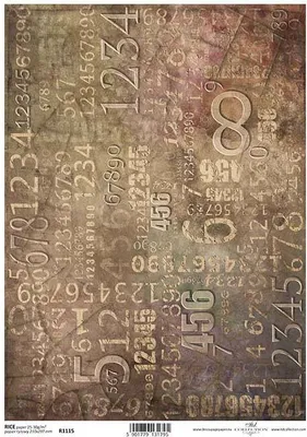 Produktbild von ITD Reispapier Decoupage Bastelpapier Serviettentechnik-R1115 - A4 retro, Vintage, Hintergrund, Zahl, Ziffern, Zahlen, Zahlen, Steampunk, Rost