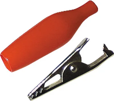 Produktbild von Krokodilklemme, 33 mm, rot, Aufschub-Isolierung