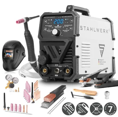 Immagine prodotto di STAHLWERK Saldatrice combinata 2 in 1 DC TIG 200 ST – Dotazione completa – TIG e MMA fino a 200 A, acciaio, acciaio inossidabile, rame, ottone, escluso l’alluminio, productTiles.product.images.aiGenerated