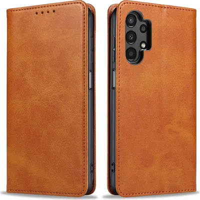 Produktbild von Handyhülle für Samsung Galaxy A13 Kunstleder Flip Cover Hülle Handytasche Case Kartenfach Farbe: Hellbraun