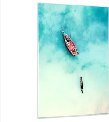 Produktbild von Bilder auf glas - Einteilig - Insel Boot Schiff Ozean - 80x120cm - Glasbilder - Wandbilder - Bilder - zum Aufhängen bereit - Wanddekoration aus Glas - Glas Bilder - Wandbild auf Glas - GPA80x120-2923