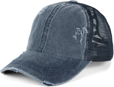 Produktbild von styleBREAKER Damen Baseball Cap im Washed Used Look mit Mesh Einsatz | Ponytail Cap für hohen Zopf | Verstellbare 6-Panel Schildkappe für Sommer und Freizeit