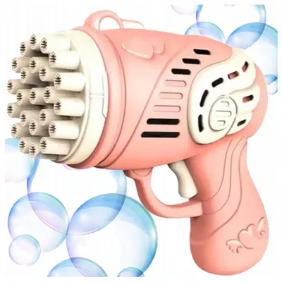 Produktbild von Pinke Seifenblasenpistole, Seifenblasenmaschine, Generator, Flüssigkeitszubehör