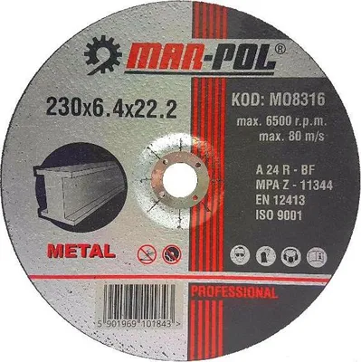 Obrázok produktu pre Brúsny kotúč na kov 230mm x 6,4mm x 22,2mm 05443