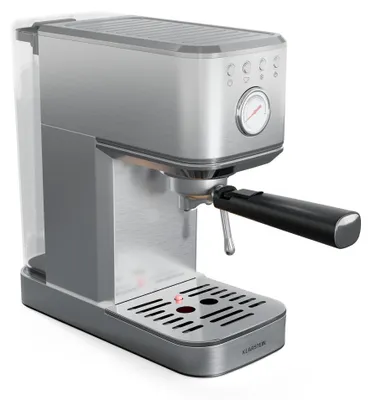 Obrázek produktu pro Kávovar Klarstein SteelPresso Slim s portafiltrem – 20 barů, 1350 W, nerezová ocel, nádržka na vodu 1,2 l, parní tryska, kompaktní, snadné použití, espresso, portafiltr