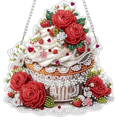 Produktbild von Diamond Painting Anhänger Valentinstagstorte Rosenkuchen Fensterdeko Bastelset Geschenk