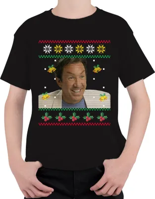 Produktbild von Santa - Ugly Christmas Sweater Weihnachten Uni Kinder T-Shirt, Schwarz, 140